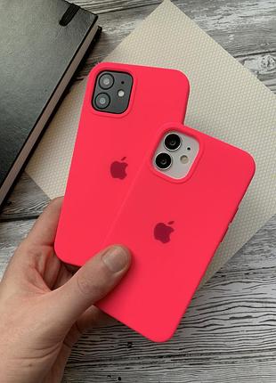 Силиконовый чехол silicone case для iphone 15 pro max , бесшовный, с закрытым низом —47 hot pink
