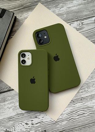 Силіконовий чохол silicone case для iphone 15 pro, безшовний, із закритим низом —48 pine forest green