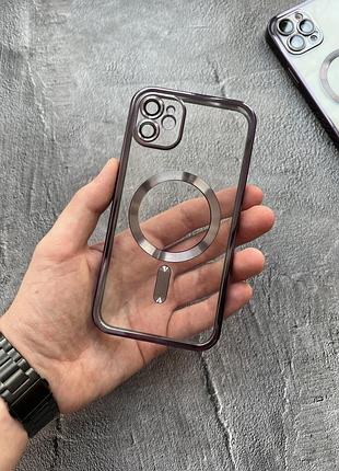 Прозрачный чехол с магнитным креплением shining magsafe для iphone 14 pro max - purple