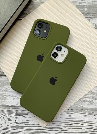 Силиконовый чехол silicone case для iphone x/xs, бесшовный, с закрытым низом — палитра 48 pine forest green