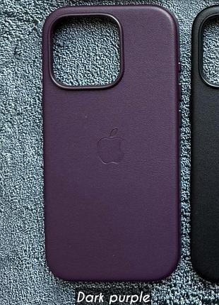 Чехол leather case pu с поддержкой magsafe для iphone 16 pro - dark purple