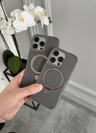 Противоударный карбоновый чехол для iphone (все модели) carbon holder magsafe grey