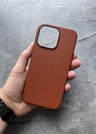 Чехол leather case pu с поддержкой magsafe для iphone 14 - umber