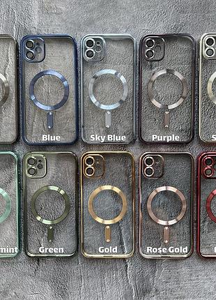 Прозрачный чехол с магнитным креплением shining magsafe для iphone 12