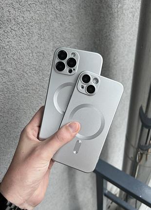 Матовий силіконовий чохол з magsafe для iphone 13 pro - silver