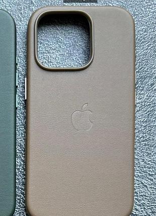 Чехол leather case pu с поддержкой magsafe для iphone 16 pro - taupe