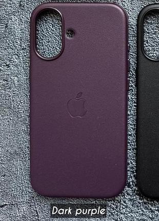 Чехол leather case pu с поддержкой magsafe для iphone 16 plus - dark purple