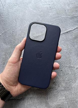 Чехол leather case pu с поддержкой magsafe для iphone 12 pro max - midnigth blue