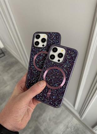 Магнитный чехол с поддержкой magsafe и эффектом бриллиантового блеска ✨ purple