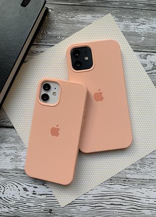 Силиконовый чехол silicone case для iphone 14 pro, бесшовный, с закрытым низом —59 grapefruit