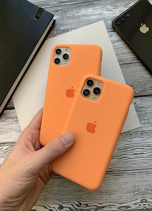 Силіконовий чохол silicone case для iphone 13 pro, безшовний, із закритим низом —56 papaya