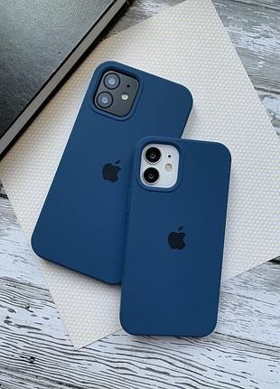 Силиконовый чехол silicone case для iphone 12 pro max , бесшовный, с закрытым низом — палитра 35 star blue