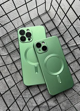 Матовий силіконовий чохол з magsafe для iphone 11 - green