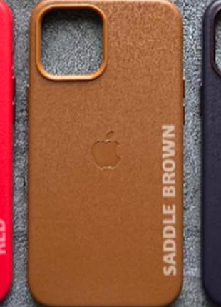 Чохол leather case pu з підтримкою magsafe для iphone 12/12 pro - saddle brown