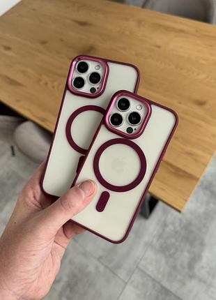 Magsafe crystal case для iphone | прозрачный магнитный чехол для iphone 12 pro max - red wine