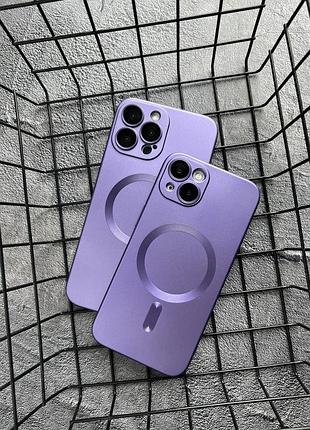 Матовый силиконовый чехол с magsafe для iphone 12 pro - purple