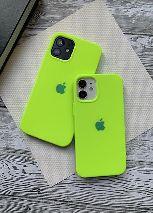 Силиконовый чехол silicone case для iphone xr, бесшовный, с закрытым низом — палитра 60 fluorescent green