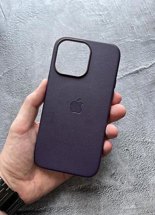 Чехол leather case pu с поддержкой magsafe для iphone 13 pro max - deep purple
