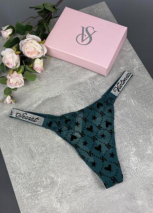 Трусики женские victoria's secret shine strap изумрудные стринги m