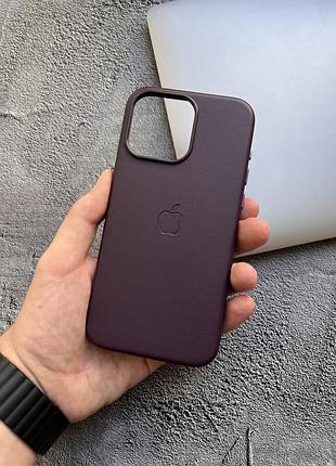 Чехол leather case pu с поддержкой magsafe для iphone 15 pro max - mulberry
