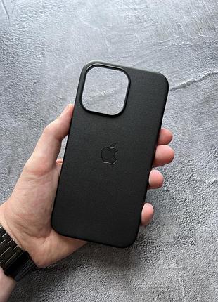 Чехол leather case pu с поддержкой magsafe для iphone 12 pro max - black