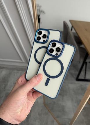 Magsafe crystal case для iphone | прозрачный магнитный чехол для iphone 14 plus - blue