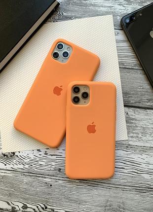 Силиконовый чехол silicone case для iphone 11 pro max, бесшовный, с закрытым низом — палитра 56 papaya