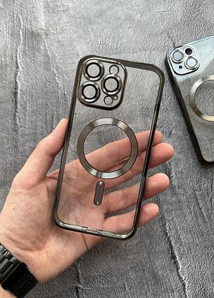 Прозрачный чехол с магнитным креплением shining magsafe для iphone 11 pro - black