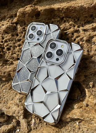 Яркий чехол с блёстками для iphone (все модели) silver - iphone 13 pro max