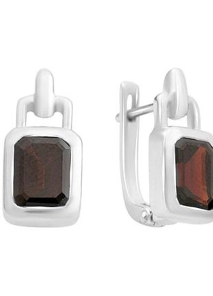 Срібні сережки високої якості з натуральним гранатом 3.81ct (2166566)