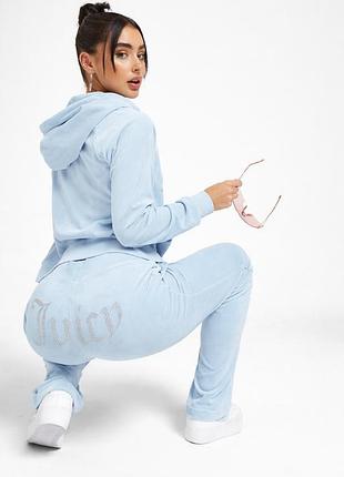 Костюм juicy couture оригинал голубой велюровый со стразами, голубой костюм джуты кутюр оригинал