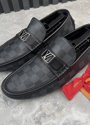 Louis vuitton hockenheim moccasin damier чоловічі туфлі мокасини шкіра оригінал 41.5 eur