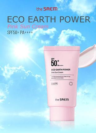 Солнезащитный крем the saem eco earth pink sun cream spf50+ pa++++