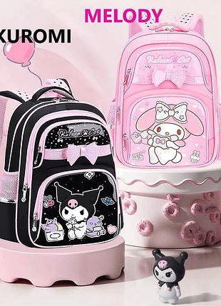Школьный детский рюкзак kuromi для девочек 1-3 класса ортопедический 39 см черный. 3d пенал. 37х29х15 см