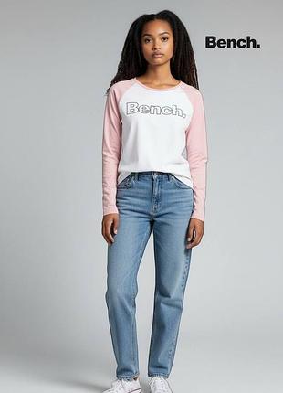 Оригинальный женский лонгслив bench котоновый размер м белый лонг свитшот хлопковый реглан женская водолазка гольф кофта