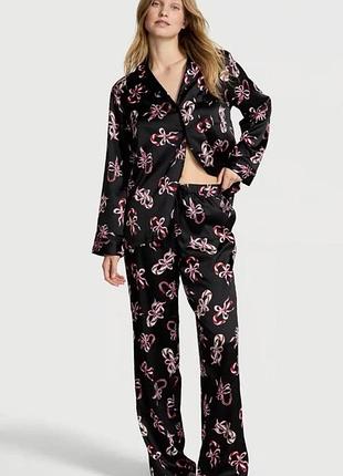 Женская сатиновая пижама/домашний комплект victoria’s secret glazed satin shine long pajama set.