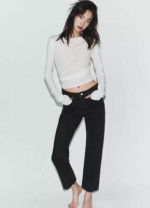Чорні вкорочені джинси zara