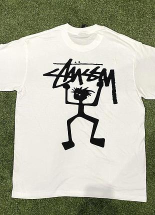 Футболка stussy stickman біла (розмір l)