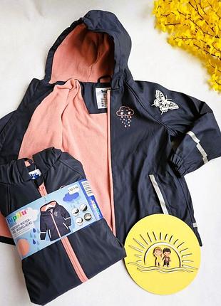 Дождевик куртка на флисе грязепруф 110-116 см lupilu☔️куртка деми детская☔️куртка водонепроницаемая