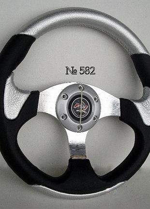 Руль спортивный №582 серый с переходником на опель (opel)..