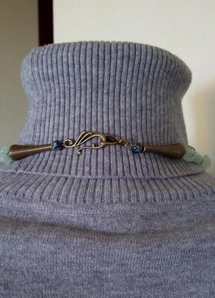 Ожерелье-чокер с съемной подвеской "бирюзовая поляна"7 фото
