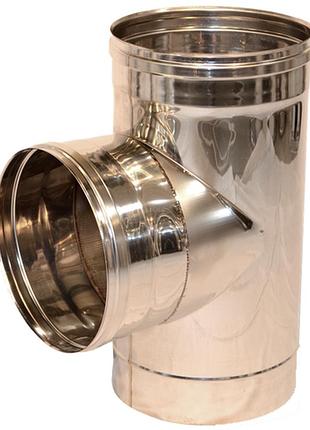 Тройник дымохода 87 нержавейка версия люкс d-300 мм толщина 1 мм