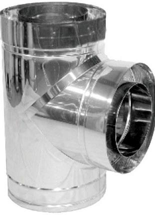 Тройник дымохода двустенный нерж/нерж версия люкс 87° d-140/200 толщина 0,6 мм