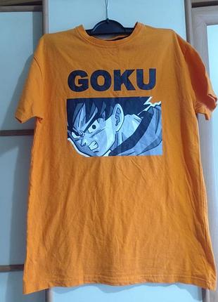 Футболка детская с персонажем аниме dragonball 
замеры: пог-45 см, длина изделия от шеи-62 см, длина рукава -16 см.