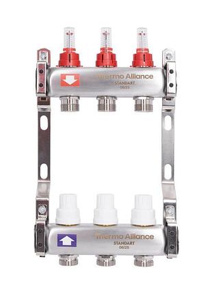 Коллектор с расходомерами thermo alliance standart 1" 3 выхода sd0043