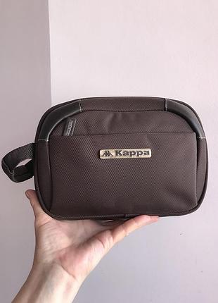 Сумка несесер чоловіча kappa-для косметичного приладдя,міцна,коричнева