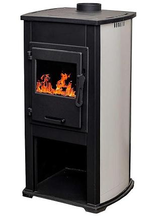Стальная печь камин на дровах termosistem "elegant" 9 квт 60кг 460х460х870мм (верхний дымоход) +чугун