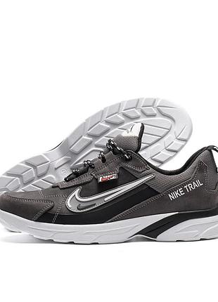 Мужские кожаные кроссовки nike sport trail grey серые