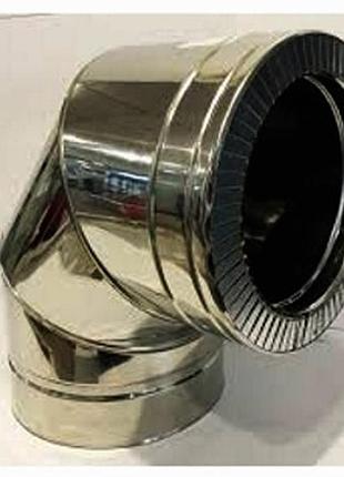 Колено 90° ø200/260мм нерж./нерж 0,5мм сталь aisi 304 дымоходное сэндвич версия-люкс