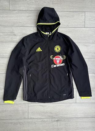Черная мужская футбольная спортивная куртка челси анлия адидас chelsea carabao england adidas black football soccer m размер ветровка ветровка ветровка